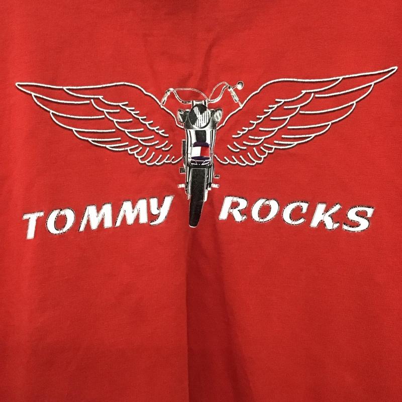 トミーヒルフィガー TOMMY HILFIGER カットソー 長袖 長袖カットソー プリントカットソー クルーネック 90s L プリント 赤 / レッド /  メンズ USED 古着 中古 10132302