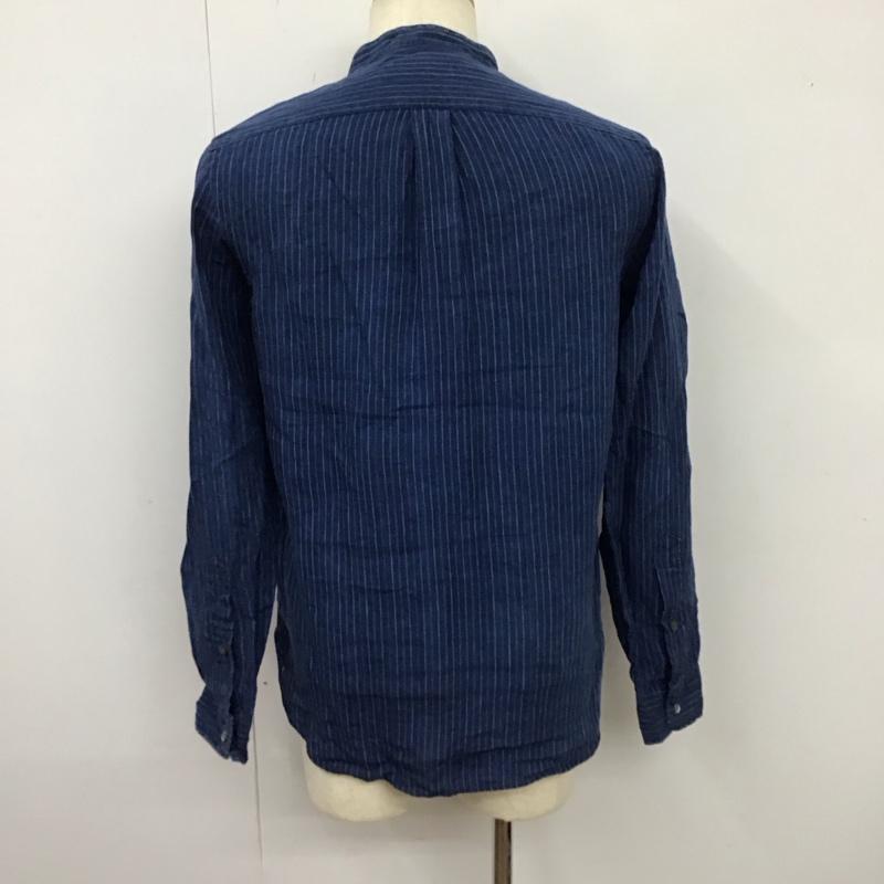 ポロラルフローレン POLO RALPH LAUREN シャツ、ブラウス 長袖 長袖シャツ ノーカラーシャツ ポケットシャツ 長袖カットソー ストライプシャツ XS ストライプ 紺 / ネイビー /  メンズ USED 古着 中古 10114651