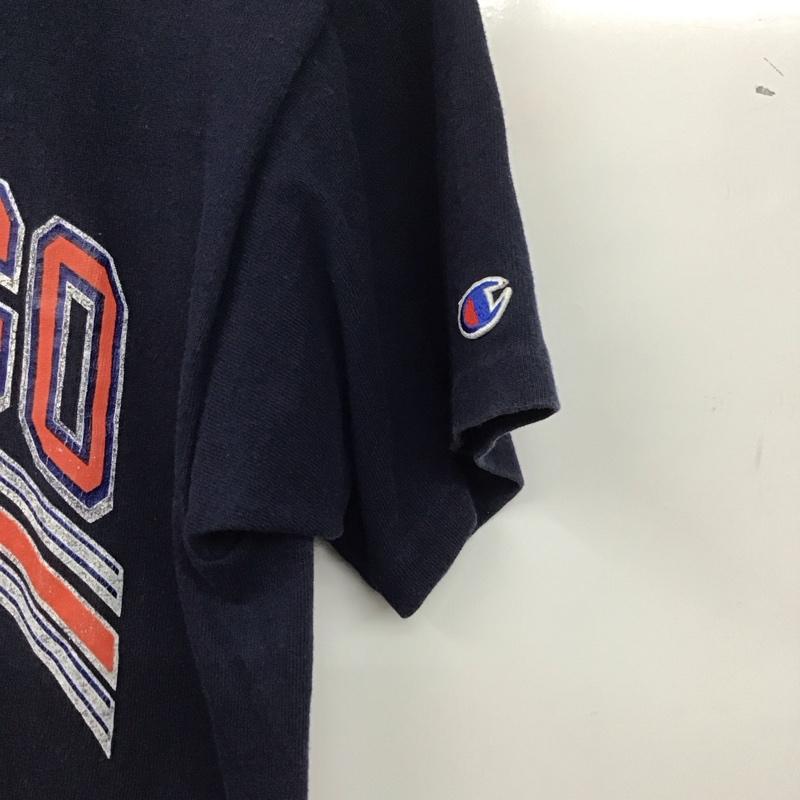 チャンピオン Champion Tシャツ 半袖 半袖カットソー プリントTシャツ クルーネックカットソー ヴィンテージ古着 80s M ロゴ、文字 紺 / ネイビー /  メンズ USED 古着 中古 10136172