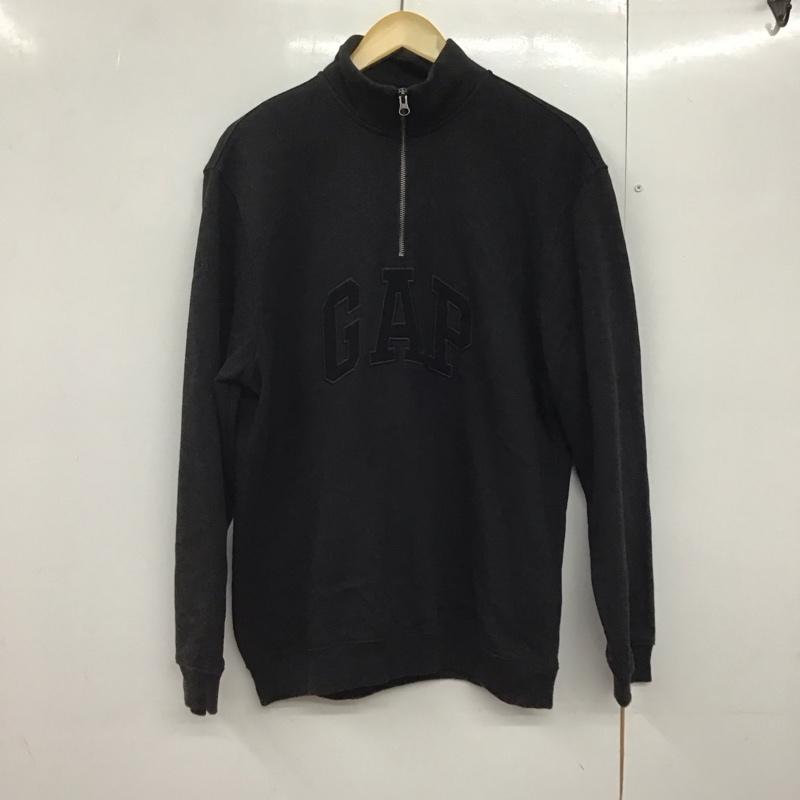 ギャップ GAP トレーナー 長袖 長袖トレーナー スウェット ジップネック M ロゴ、文字 黒 / ブラック /  メンズ USED 古着 中古 10142572