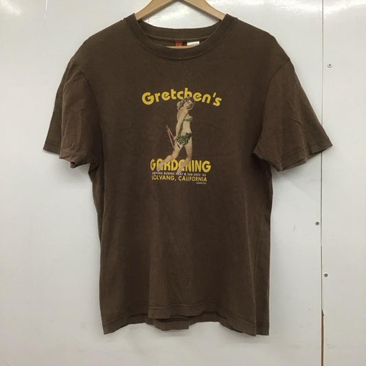 ゲス Guess Tシャツ 半袖 半袖カットソー プリントTシャツ クルーネックカットソー M ロゴ、文字 茶 / ブラウン /  メンズ USED 古着 中古 10146992