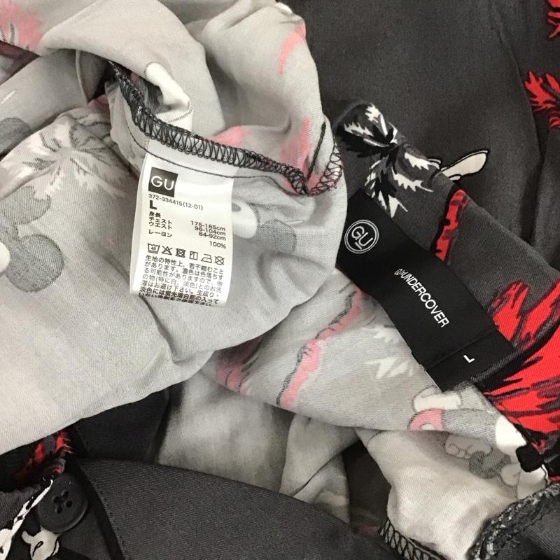 ジーユー GU セットアップ セットアップ 372-334415 GU×UNDERCOVER パジャマ ミッキー セットアップ 半袖シャツ ハーフパンツ L プリント 黒 / ブラック /  メンズ USED 古着 中古 10107094