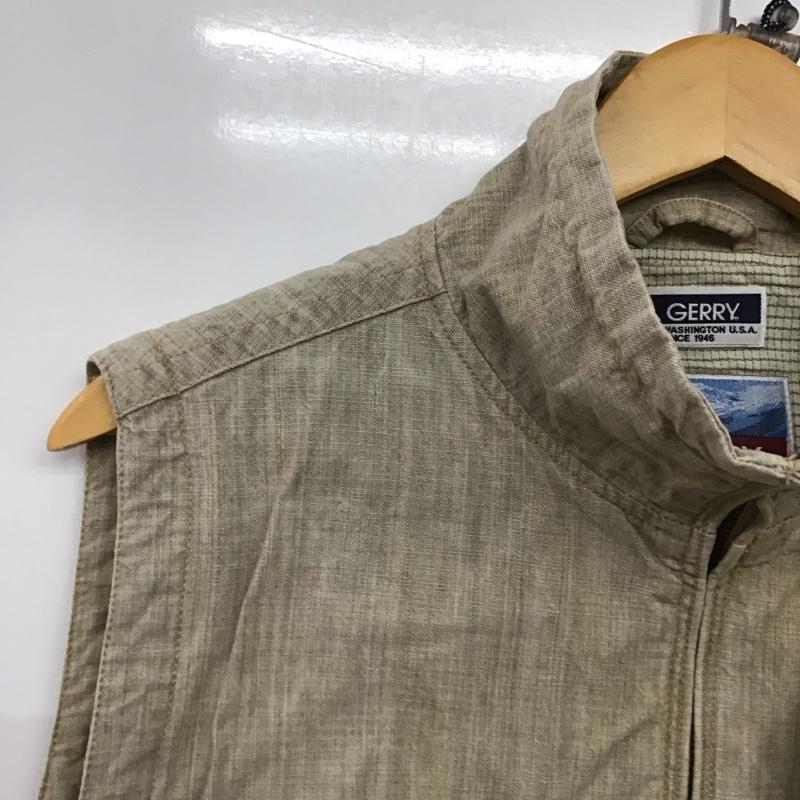ジェリー GERRY ベスト ベスト ジップアップベスト ノースリーブカットソー スタンドネック M ロゴ、文字 ベージュ / ベージュ /  メンズ USED 古着 中古 10142584