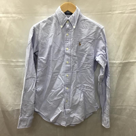 ラルフローレン RALPHLAUREN シャツ、ブラウス 長袖 ボタンダウンシャツ 2 無地 水色 / ライトブルー /  レディース USED 古着 中古 10110621