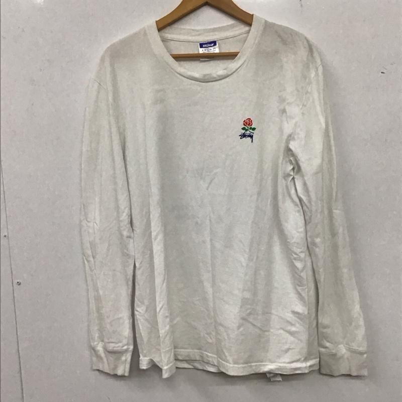 ステューシー STUSSY カットソー 長袖 長袖カットソー プリントカットソー クルーネック L プリント 白 / ホワイト /  メンズ USED 古着 中古 10136247