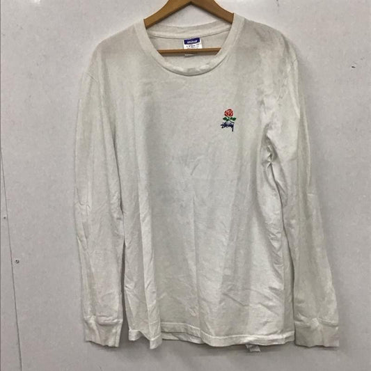 ステューシー STUSSY カットソー 長袖 長袖カットソー プリントカットソー クルーネック L プリント 白 / ホワイト /  メンズ USED 古着 中古 10136247