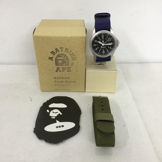 アベイシングエイプ A BATHING APE 腕時計 アナログ（クォーツ式） ナトーベルト BAPEX Field ロゴ、文字 紺 / ネイビー /  メンズ USED 古着 中古 10138349