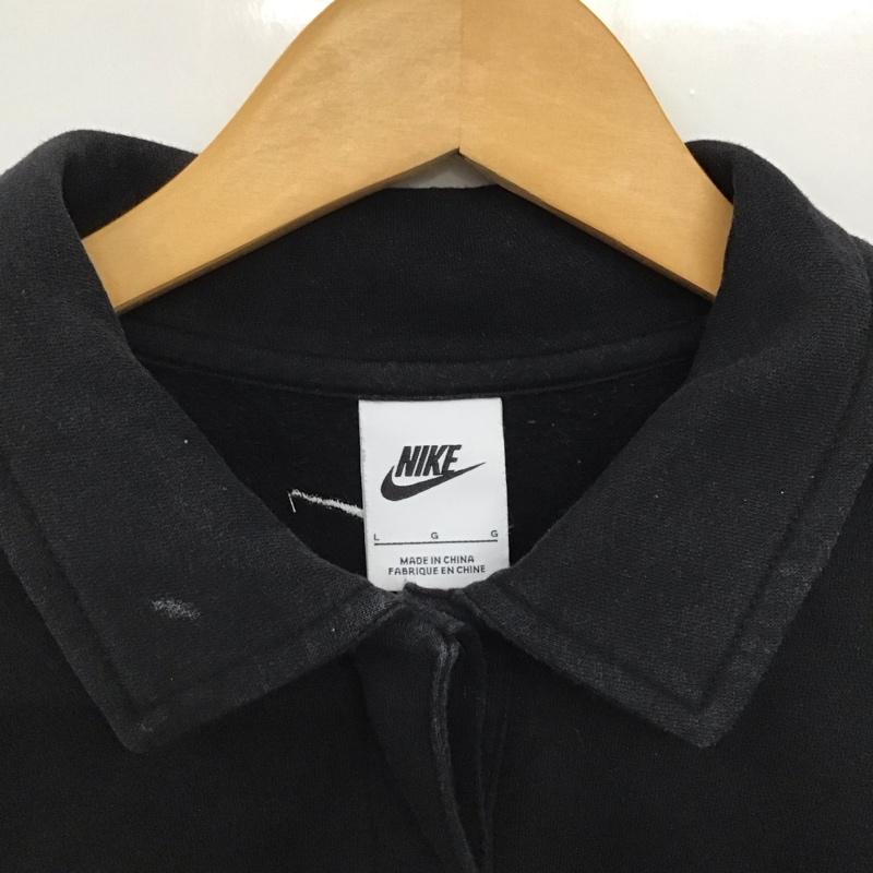 ナイキ NIKE トレーナー 長袖 FD0895-010 AS W NSW FLC CROP 3Q POLO 裏起毛 L ロゴ、文字 黒 / ブラック /  レディース USED 古着 中古 10147173