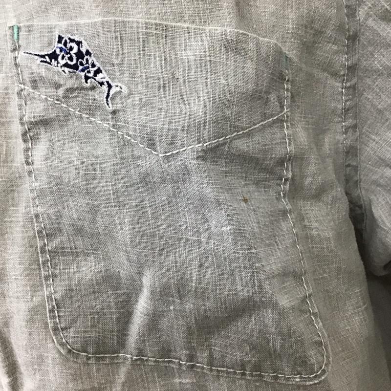 トミーバハマ Tommy Bahama シャツ、ブラウス 長袖 長袖シャツ カラーシャツ ポケットシャツ 長袖カットソー XXL ロゴ、文字 灰 / グレー /  メンズ USED 古着 中古 10119946