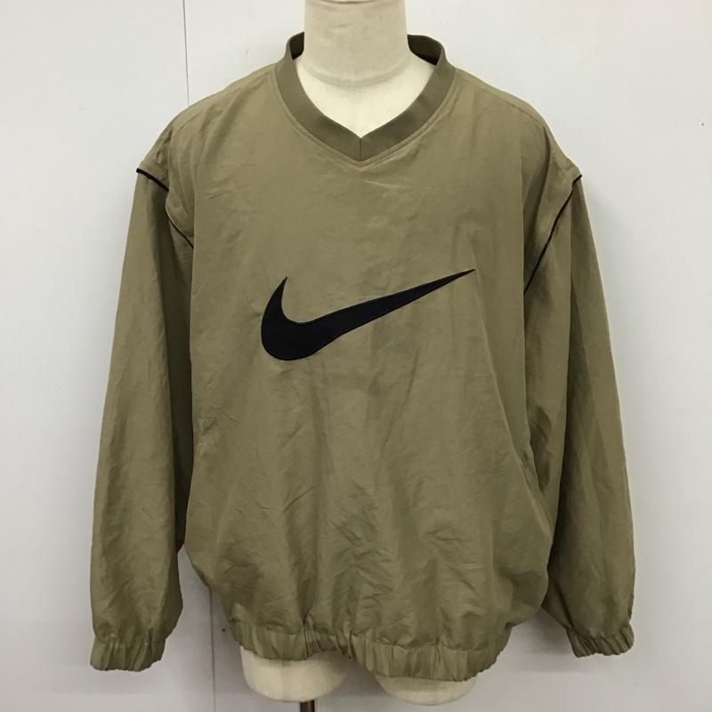ナイキ NIKE カットソー 長袖 長袖カットソー Vネックカットソー ロングスリーブカットソー プリントTシャツ XL ロゴ、文字 ベージュ / ベージュ /  メンズ USED 古着 中古 10115131