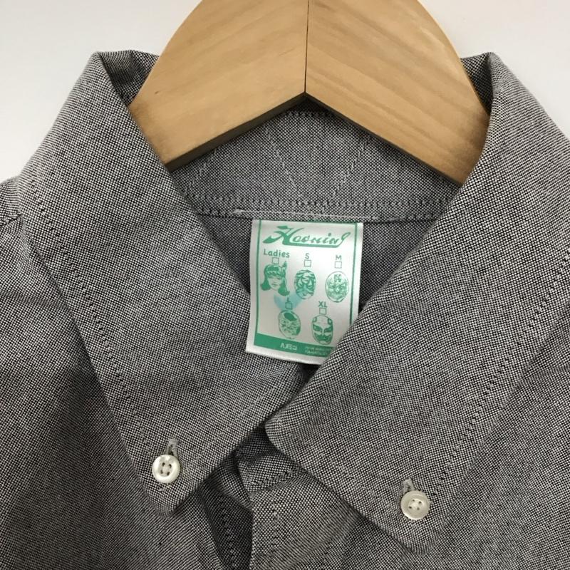 ハオミン Haoming シャツ、ブラウス 長袖 長袖シャツ 無地シャツ カラーシャツ ボタンダウンシャツ L ロゴ、文字 黒 / ブラック /  メンズ USED 古着 中古 10128659