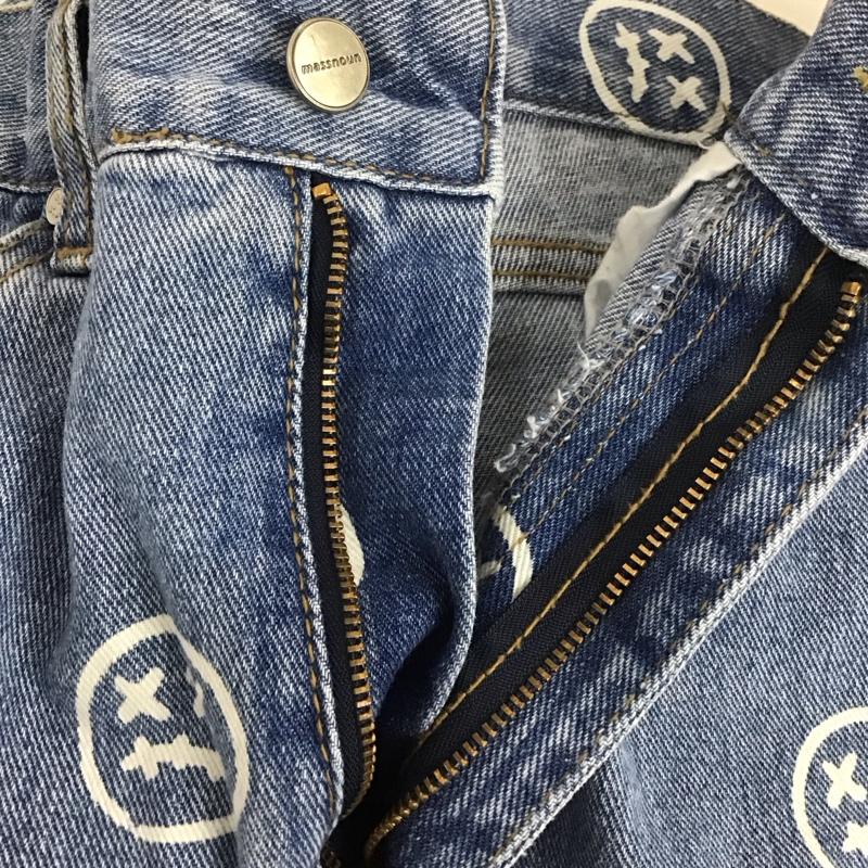 マスノウン MASSNOUN パンツ デニム、ジーンズ デニムパンツ ジーンズ ワイドパンツ カジュアルパンツ S プリント インディゴ / インディゴ /  メンズ USED 古着 中古 10110878