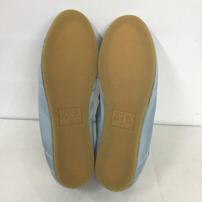 ザラ ZARA パンプス パンプス 5206 510 401 サテン風バレエシューズ EU38 無地 水色 / ライトブルー /  レディース USED 古着 中古 10144352