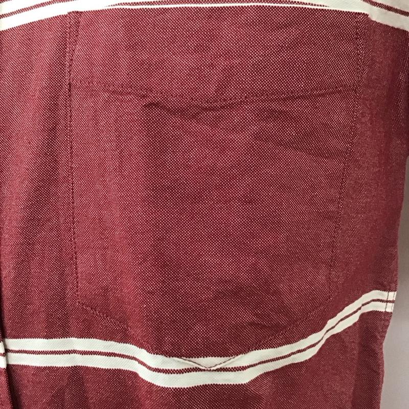 サタデーズサーフニューヨークシティー SATURDAYS SURF NYC シャツ、ブラウス 半袖 ボタンダウン 胸ポケット S ボーダー柄 えんじ / ワインレッド / X 白 / ホワイト /  メンズ USED 古着 中古 10113085