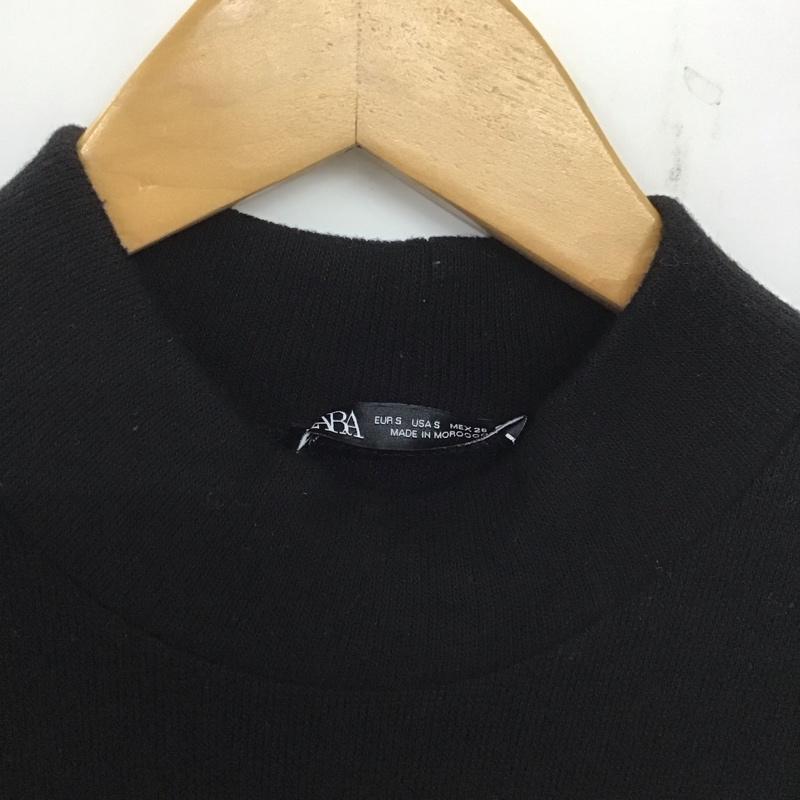 ザラ ZARA ワンピース ロングスカート ロングワンピース 半袖ニットワンピース フレアスカート S 無地 黒 / ブラック /  レディース USED 古着 中古 10141425