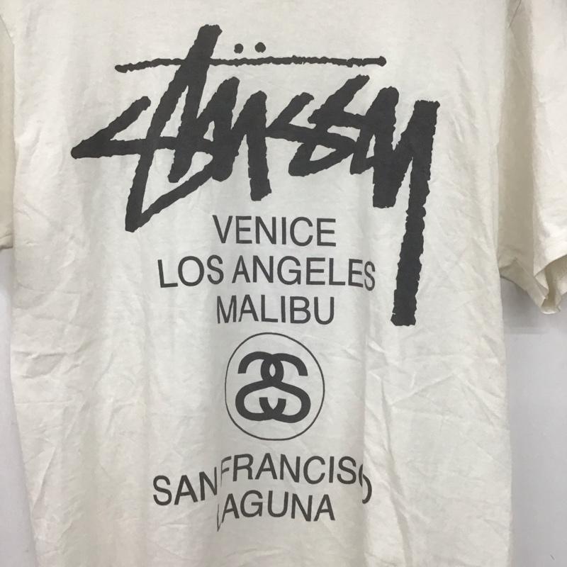 ステューシー STUSSY Tシャツ 半袖 半袖カットソー プリントTシャツ クルーネックカットソー M プリント 白 / ホワイト /  メンズ USED 古着 中古 10148263