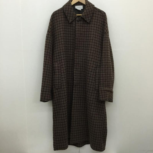 ヨーク YOKE コート コート一般 19AW DOUBLE JQUARD KNIT BAL COLLAR COAT S チェック 黒 / ブラック / X 茶 / ブラウン / X ダークブラウン / ダークブラウン /  メンズ USED 古着 中古 10123104