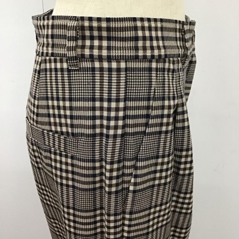 プラステ PLST パンツ スラックス 12-9406097 タックパンツ ワイドパンツ テーパードパンツ M チェック ベージュ / ベージュ / X 茶 / ブラウン / X 紺 / ネイビー /  レディース USED 古着 中古 10113018