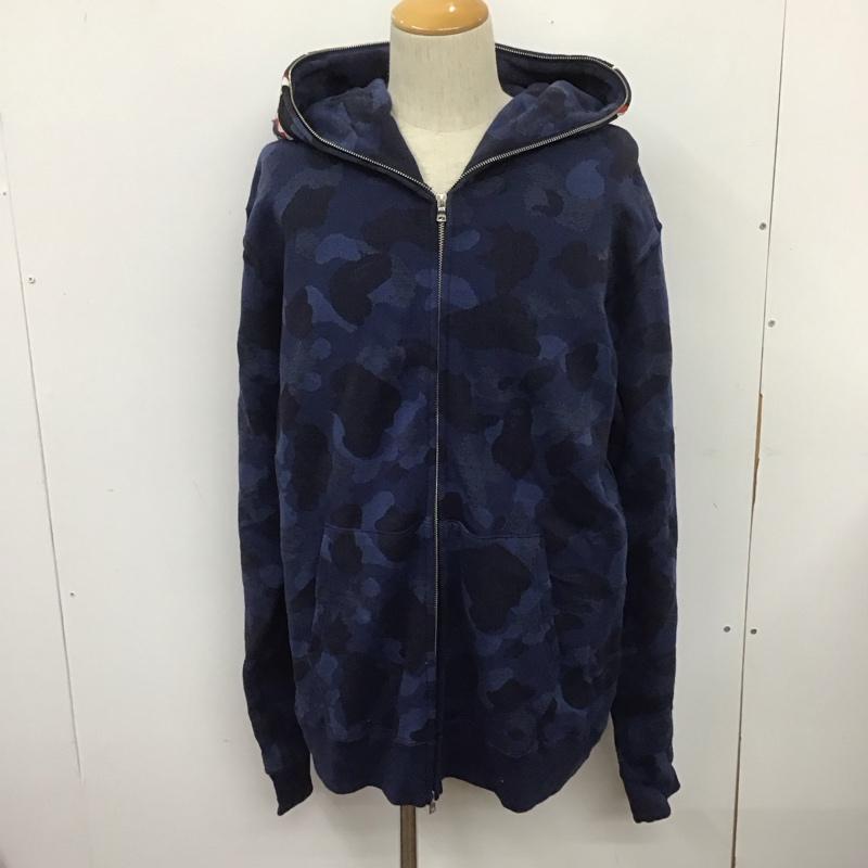 アベイシングエイプ A BATHING APE パーカー 長袖 長袖 総柄 青 / ブルー /  メンズ USED 古着 中古 10107413