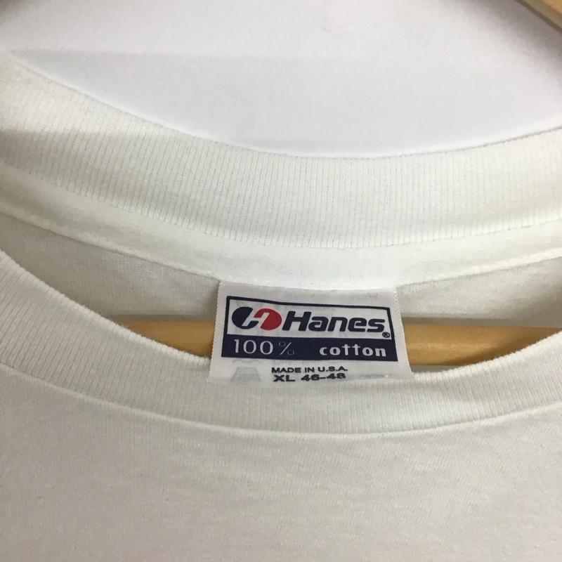 ヘインズ HANES Tシャツ 半袖 半袖カットソー プリントTシャツ クルーネックカットソー バンドTシャツ XL プリント 白 / ホワイト /  メンズ USED 古着 中古 10150407