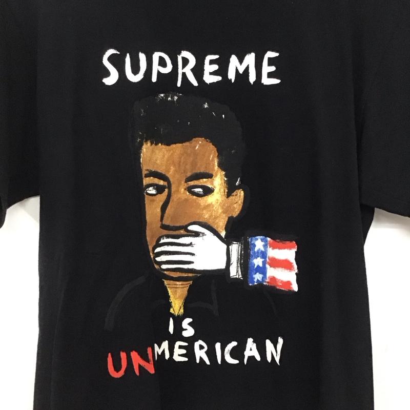 シュプリーム Supreme Tシャツ 半袖 14SS UNAMERICANTEE 半袖カットソー プリントTシャツ S プリント 黒 / ブラック /  メンズ USED 古着 中古 10140987