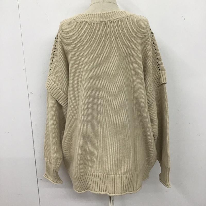 ローリーズファーム LOWRYS FARM ニット、セーター 長袖 LF623506AD ステッチ 2 無地 ベージュ / ベージュ /  レディース USED 古着 中古 10122672