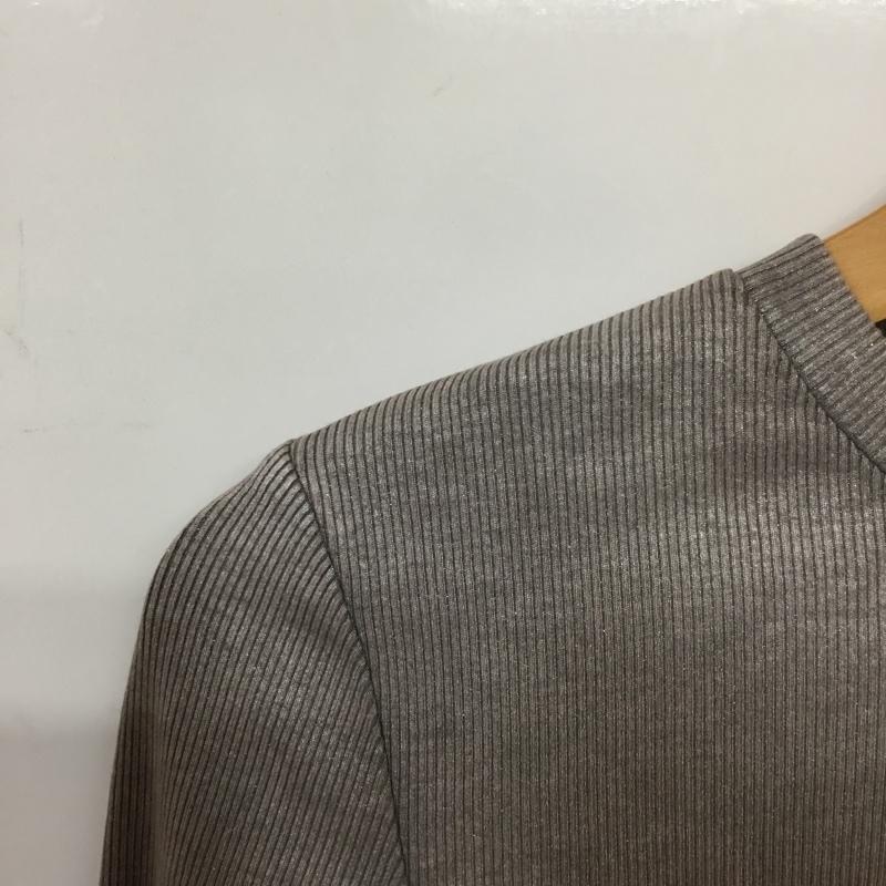 ザラ ZARA Tシャツ 長袖 3253 823 654 クロップド丈 リブ タグ付き ショート丈 M 無地 茶 / ブラウン / X 銀 / シルバー /  レディース USED 古着 中古 10144683