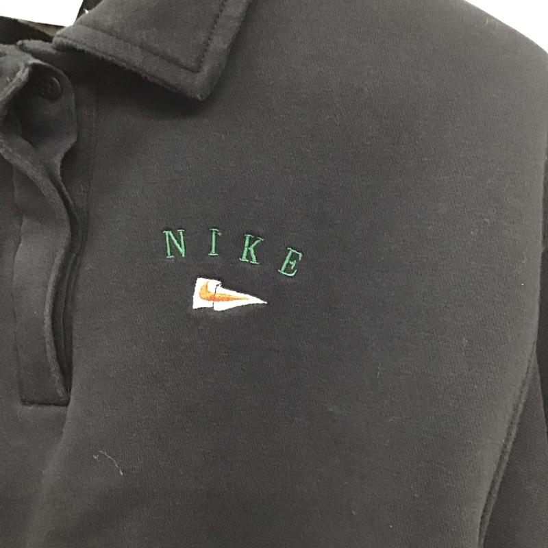 ナイキ NIKE トレーナー 長袖 FD0895-010 オーバーサイズド クロップ フリース ポロ スウェットシャツ S 無地 黒 / ブラック /  レディース USED 古着 中古 10137270