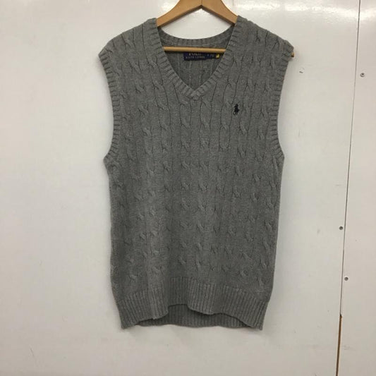 ポロラルフローレン POLO RALPH LAUREN ニット、セーター 半袖 ニットベスト ノースリーブカットソー プルオーバー Vネック S ロゴ、文字 灰 / グレー /  メンズ USED 古着 中古 10138914