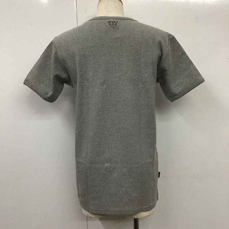 アヴィレックス AVIREX Tシャツ 半袖 半袖カットソー プリントTシャツ クルーネックカットソー XL 無地 灰 / グレー /  メンズ USED 古着 中古 10119293