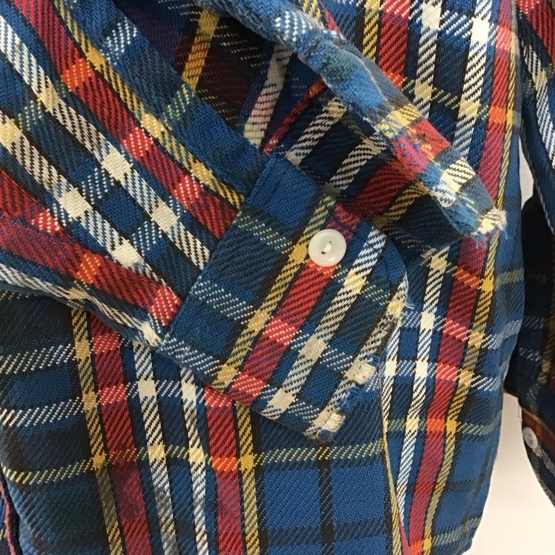 エリー ELY シャツ、ブラウス 長袖 XL チェック 青 / ブルー / X 白 / ホワイト / X 黒 / ブラック / X 赤 / レッド / X 黄 / イエロー /  メンズ USED 古着 中古 10111196