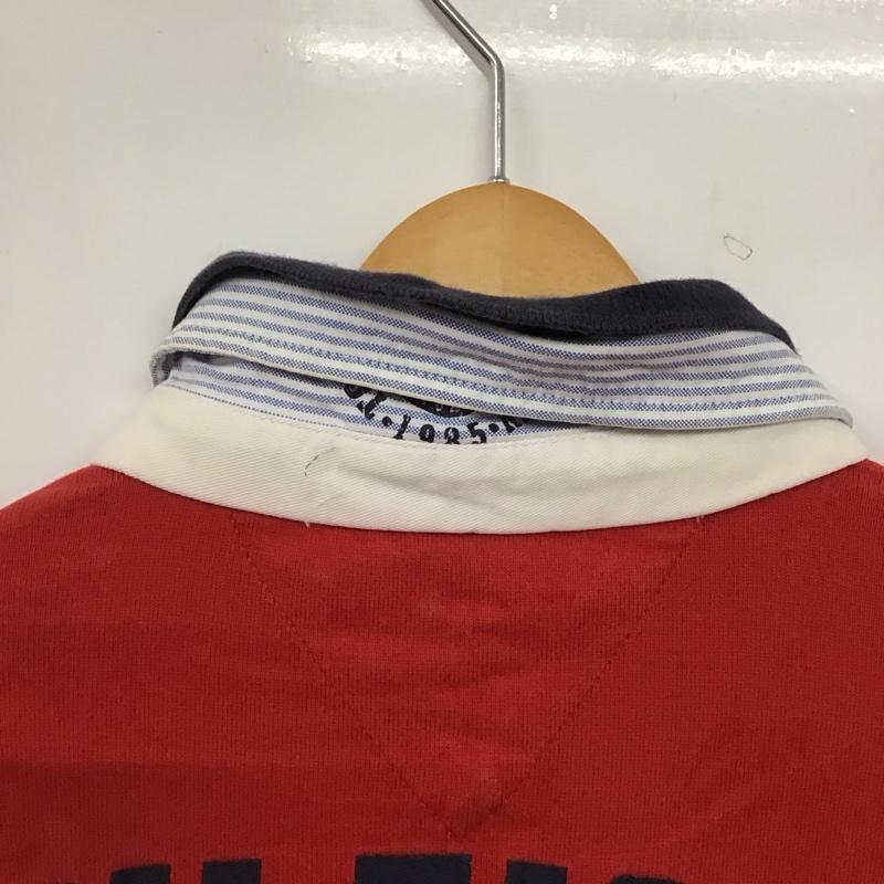 トミーヒルフィガー TOMMY HILFIGER カットソー 長袖 長袖カットソー カジュアルシャツ ポロシャツ XL ロゴ、文字 赤 / レッド /  メンズ USED 古着 中古 10145060