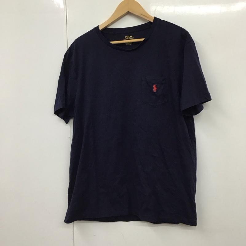 ポロラルフローレン POLO RALPH LAUREN Tシャツ 半袖 半袖カットソー プリントTシャツ クルーネックカットソー XL ロゴ、文字 紺 / ネイビー /  メンズ USED 古着 中古 10130307