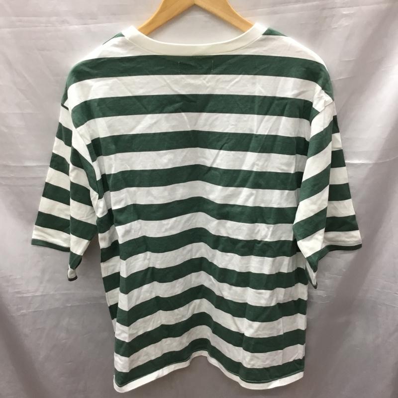 クティール kutir Tシャツ 半袖 KT126117BW クルーネック オーバーサイズ FREE ボーダー柄 白 / ホワイト / X 緑 / グリーン /  メンズ USED 古着 中古 10117777