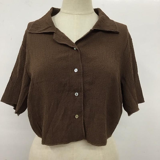 ザラ ZARA シャツ、ブラウス 半袖 4387 026 700 クロップド丈 M 無地 茶 / ブラウン /  レディース USED 古着 中古 10117398