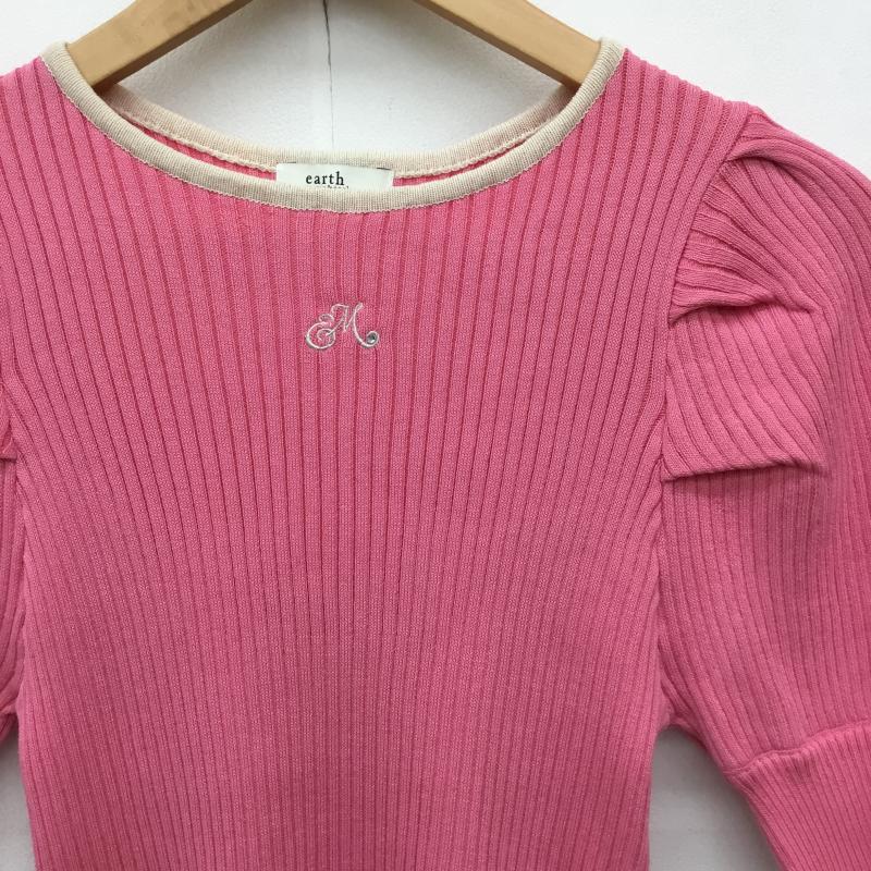 アースミュージックアンドエコロジー earth music&ecology ニット、セーター 半袖 1M42L2C0200 フロントロゴ配色ニットプルオーバー FREE ワンポイント 桃 / ピンク /  レディース USED 古着 中古 10141837