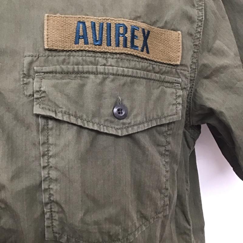 アヴィレックス AVIREX シャツ、ブラウス 半袖 6195032 ミリタリー XL ロゴ、文字 カーキ / カーキ /  メンズ USED 古着 中古 10112676
