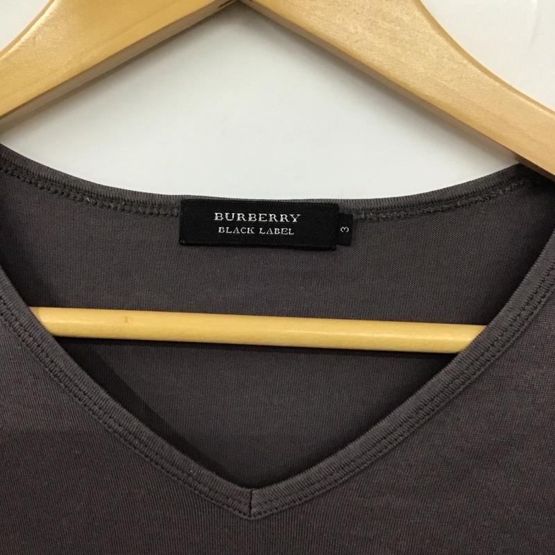 バーバリーブラックレーベル BURBERRY BLACK LABEL カットソー 長袖 長袖カットソー 無地カットソー Vネック 3 ロゴ、文字 灰 / グレー /  メンズ USED 古着 中古 10130845