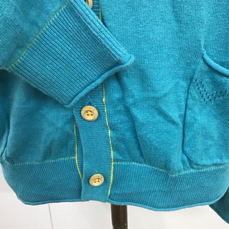 チチカカ TITICACA カーディガン 長袖 FSE-BA-046 コットン リネン M 無地 青 / ブルー /  レディース USED 古着 中古 10116750