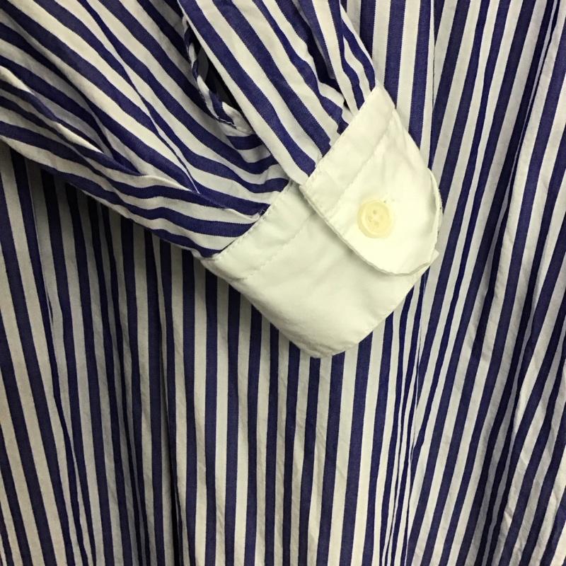 グリーンレーベルリラクシング green label relaxing ワンピース ロングスカート 3626-105-3027 バンドカラー 長袖 ストライプ 白 / ホワイト / X 青 / ブルー /  レディース USED 古着 中古 10142275