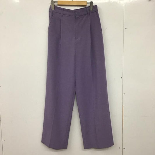 ローリーズファーム LOWRYS FARM パンツ スラックス LF520044AD ワイドパンツ タックパンツ L 無地 紫 / パープル /  レディース USED 古着 中古 10139165