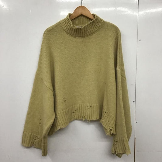 ニコアンド niko and... ニット、セーター 長袖 NKN26682CF ダメージ加工 L 無地 黄 / イエロー /  レディース USED 古着 中古 10147787