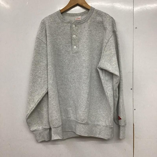 ヘルスニット Healthknit トレーナー 長袖 長袖スウェット ヘンリーネックカットソー トレーナー XL 無地 灰 / グレー /  メンズ USED 古着 中古 10145832