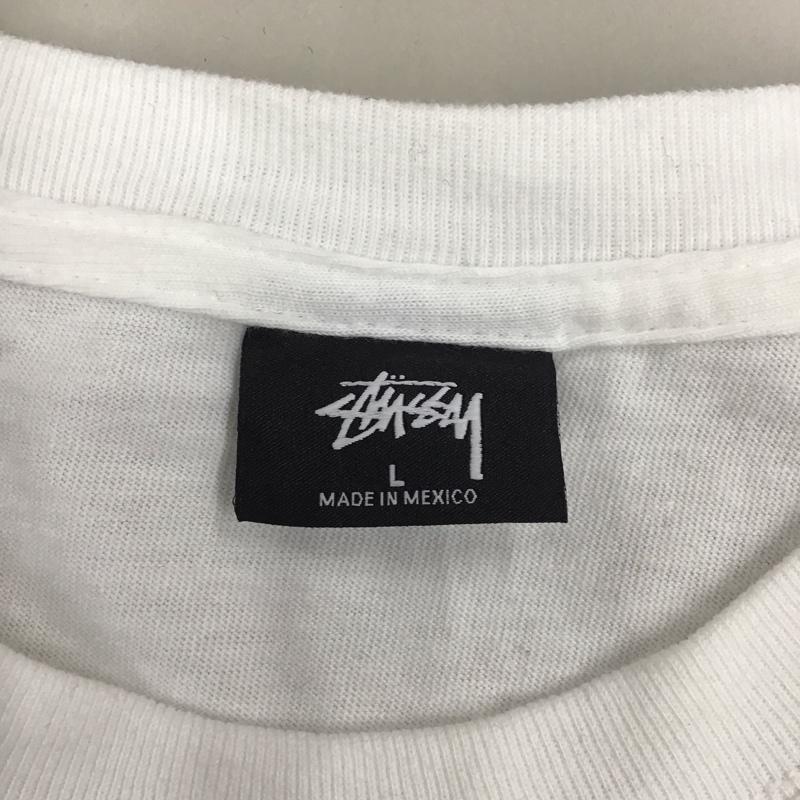 ステューシー STUSSY Tシャツ 半袖 半袖カットソー プリントTシャツ クルーネックカットソー L プリント 白 / ホワイト /  メンズ USED 古着 中古 10113185