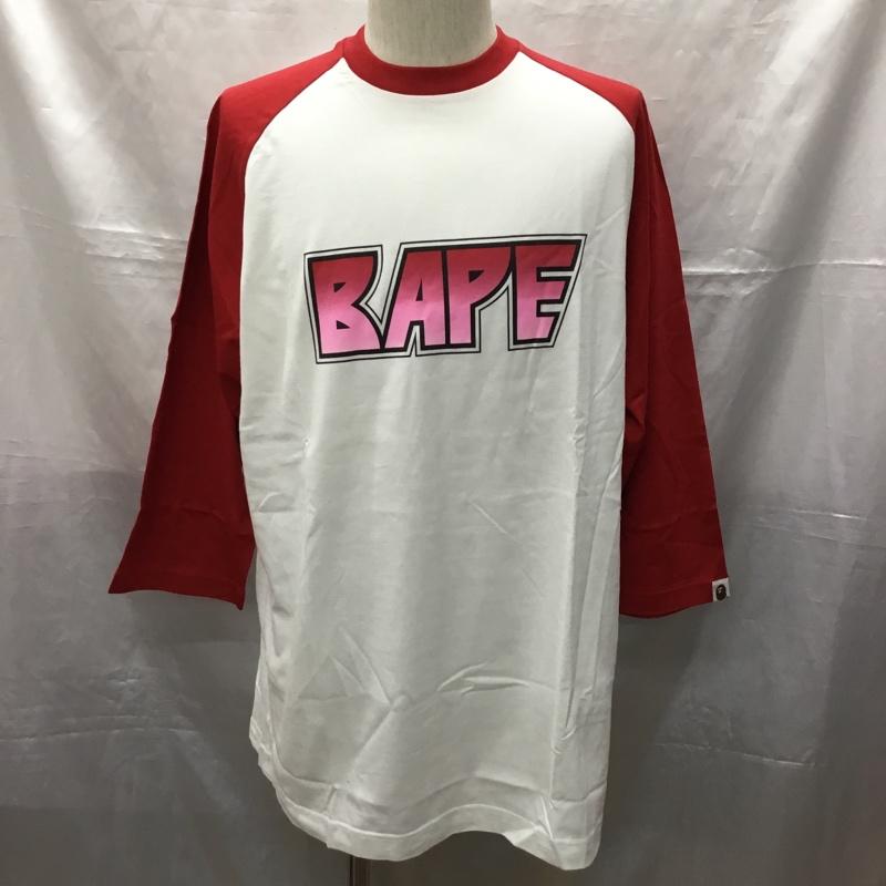 ベイプ BAPE カットソー 長袖 長袖カットソー クルーネックカットソー ロングスリーブカットソー プリントTシャツ XL ロゴ、文字 白 / ホワイト /  メンズ USED 古着 中古 10114093