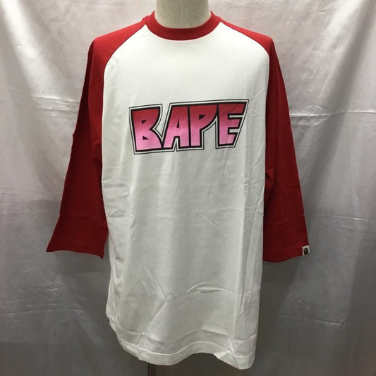 ベイプ BAPE カットソー 長袖 長袖カットソー クルーネックカットソー ロングスリーブカットソー プリントTシャツ XL ロゴ、文字 白 / ホワイト /  メンズ USED 古着 中古 10114093