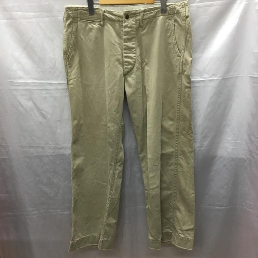 ダブルアールエル RRL パンツ チノパン チノパン カジュアルパンツ ワイドパンツ ストレートパンツ ダメージ加工 34 無地 ベージュ / ベージュ /  メンズ USED 古着 中古 10114838