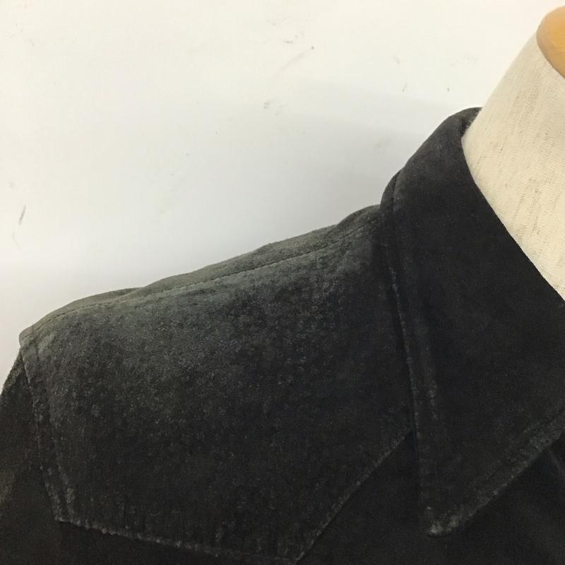 ヒューストン HOUSTON シャツ、ブラウス 長袖 レザーシャツ 豚革 M 無地 黒 / ブラック /  メンズ USED 古着 中古 10111195
