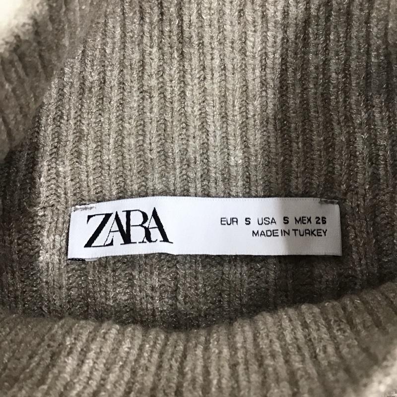 ザラ ZARA ニット、セーター 長袖 4331 130 832 リブ クロップド丈 ショート丈 S 無地 ベージュ / ベージュ /  レディース USED 古着 中古 10118452