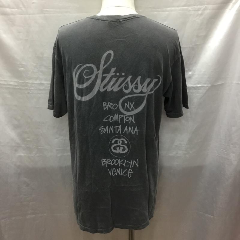 ステューシー STUSSY Tシャツ 半袖 クルーネック M ロゴ、文字 チャコールグレー / チャコールグレー /  メンズ USED 古着 中古 10119171